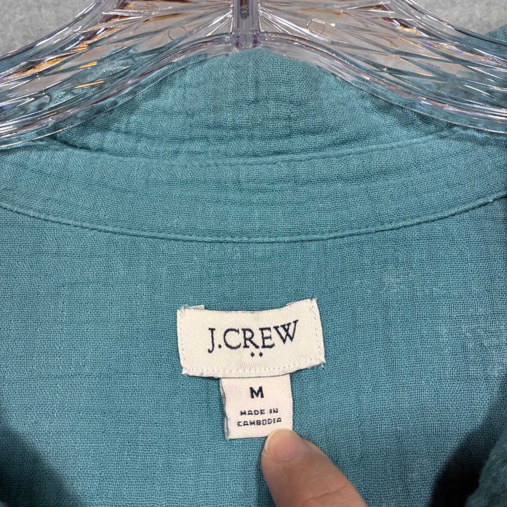 J.Crew Womens Short Sleeve‎ Double Gauze Cotton Shift Dress Blue Green Medium - Picture 5 of 9
